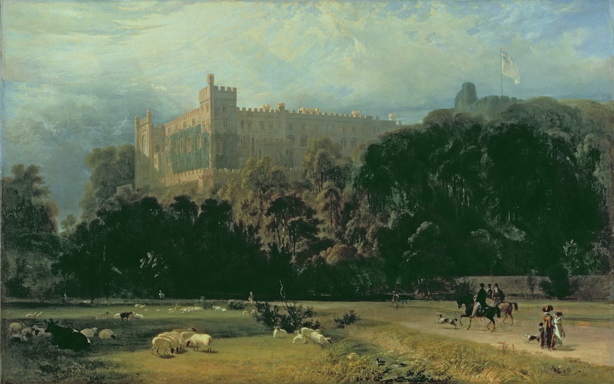 Näkymä Arundelin linnalle kaakosta, 1823 tekijältä William Daniell