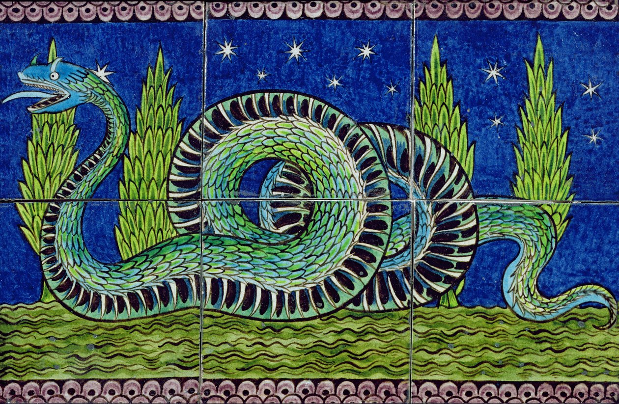 Mythical Beast -laattapaneeli (keraaminen) tekijältä William de Morgan