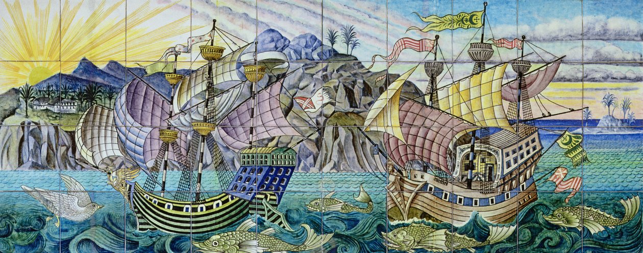 Galleoneja kuvaavat laatat, 1888-97 (keraamiset) tekijältä William de Morgan