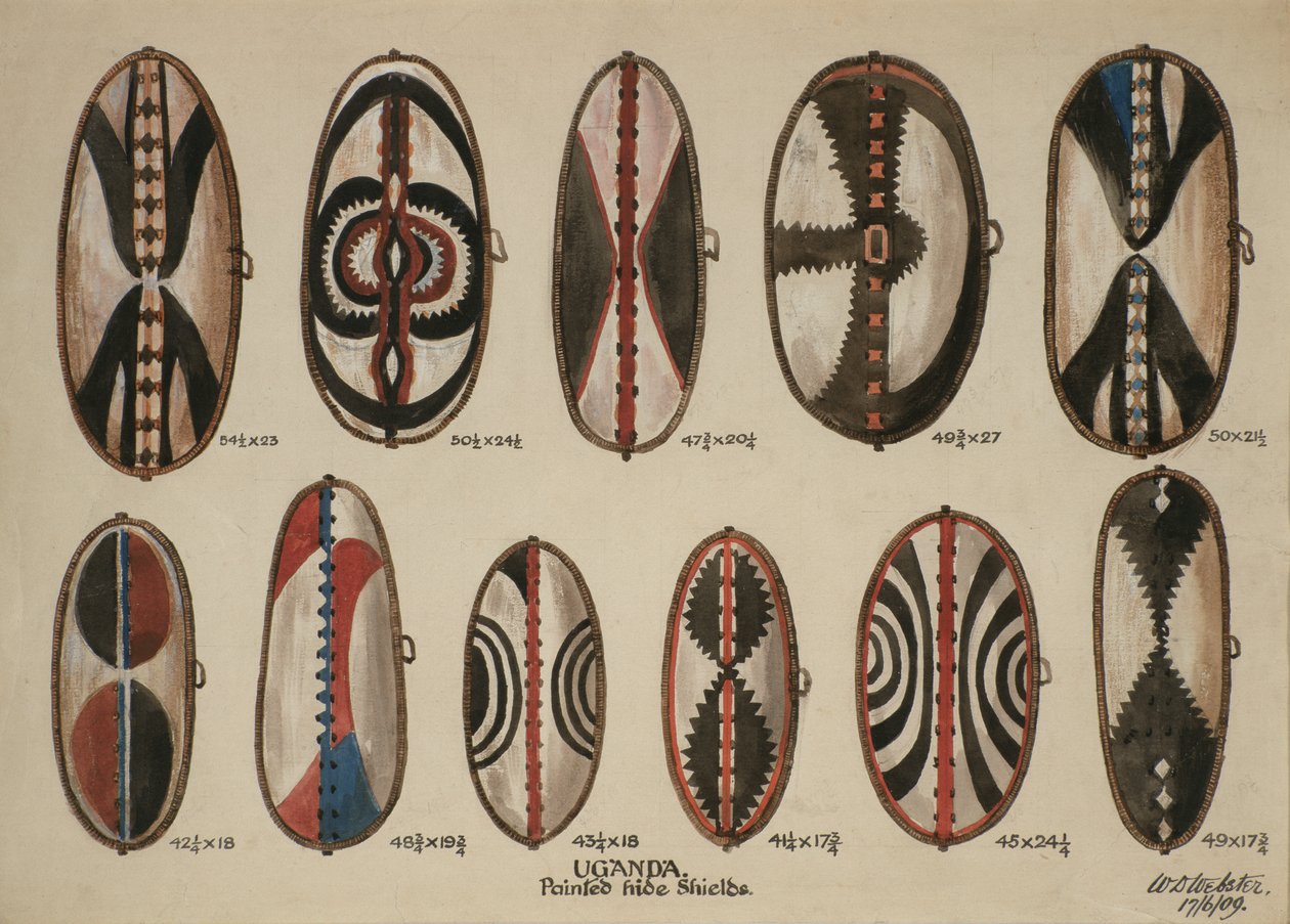 Uganda - Maalatut suojakilvet, 1909 (wc paperilla) tekijältä William Downing Webster
