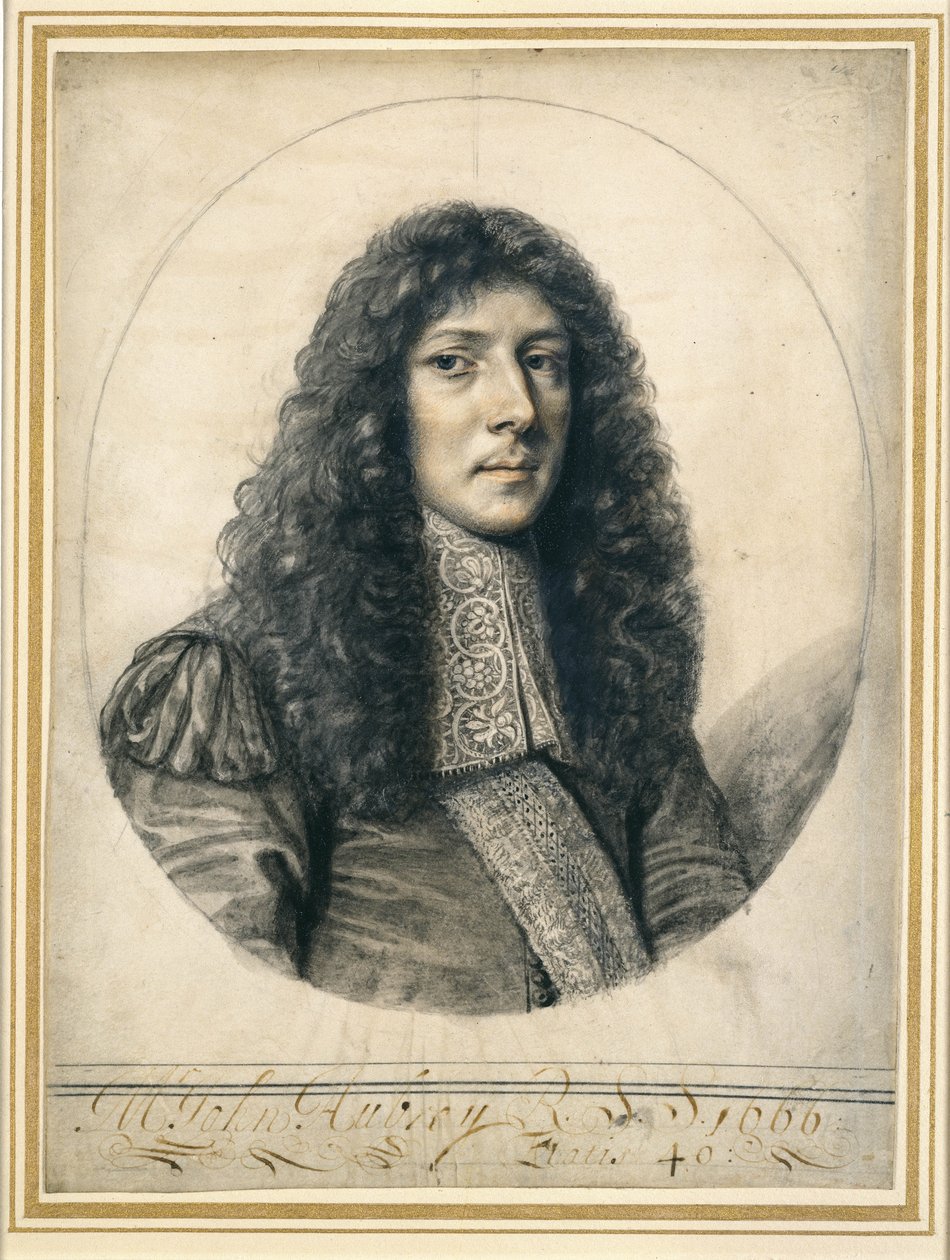 John Aubreyn muotokuva, 1666 (musta lyijy ja liitu paperille) tekijältä William Faithorne