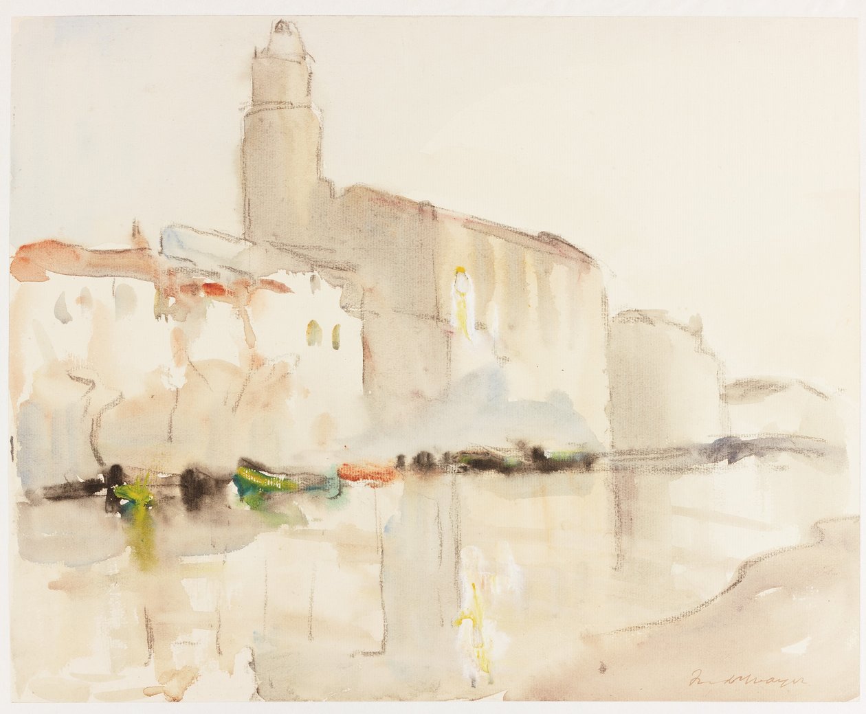Martigues (bc, charcoal ja wc paperilla) tekijältä William Frederick Mayor