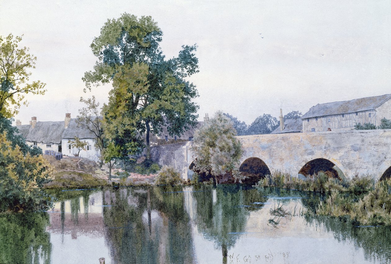 Kivisilta kylään, 1889 (wc paperilla) tekijältä William Garden Fraser