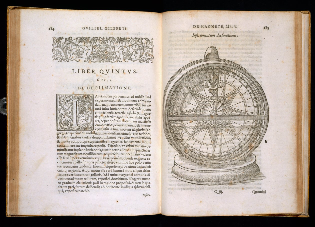 Kokeilu magneettisten metallien ominaisuuksista, luvusta 5 Magneettisista ja magneettisista kappaleista ja Suuresta magneettisesta maasta, pub. Petrus Short, Lontoo, 1600 tekijältä William Gilbert