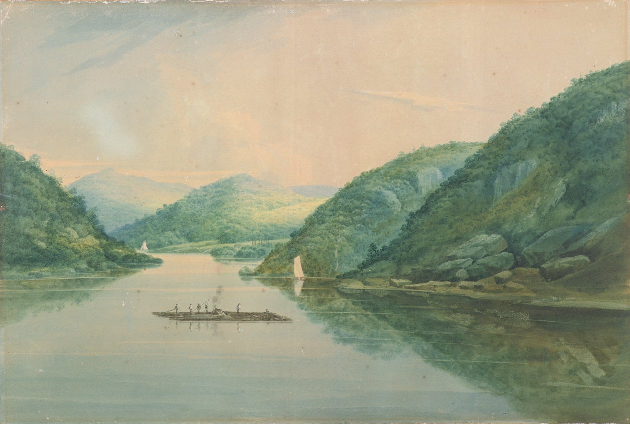 Näkymä lähellä Fort Montgomerya, New York, 1820 (wc ja grafiitti paperilla) tekijältä William Guy Wall