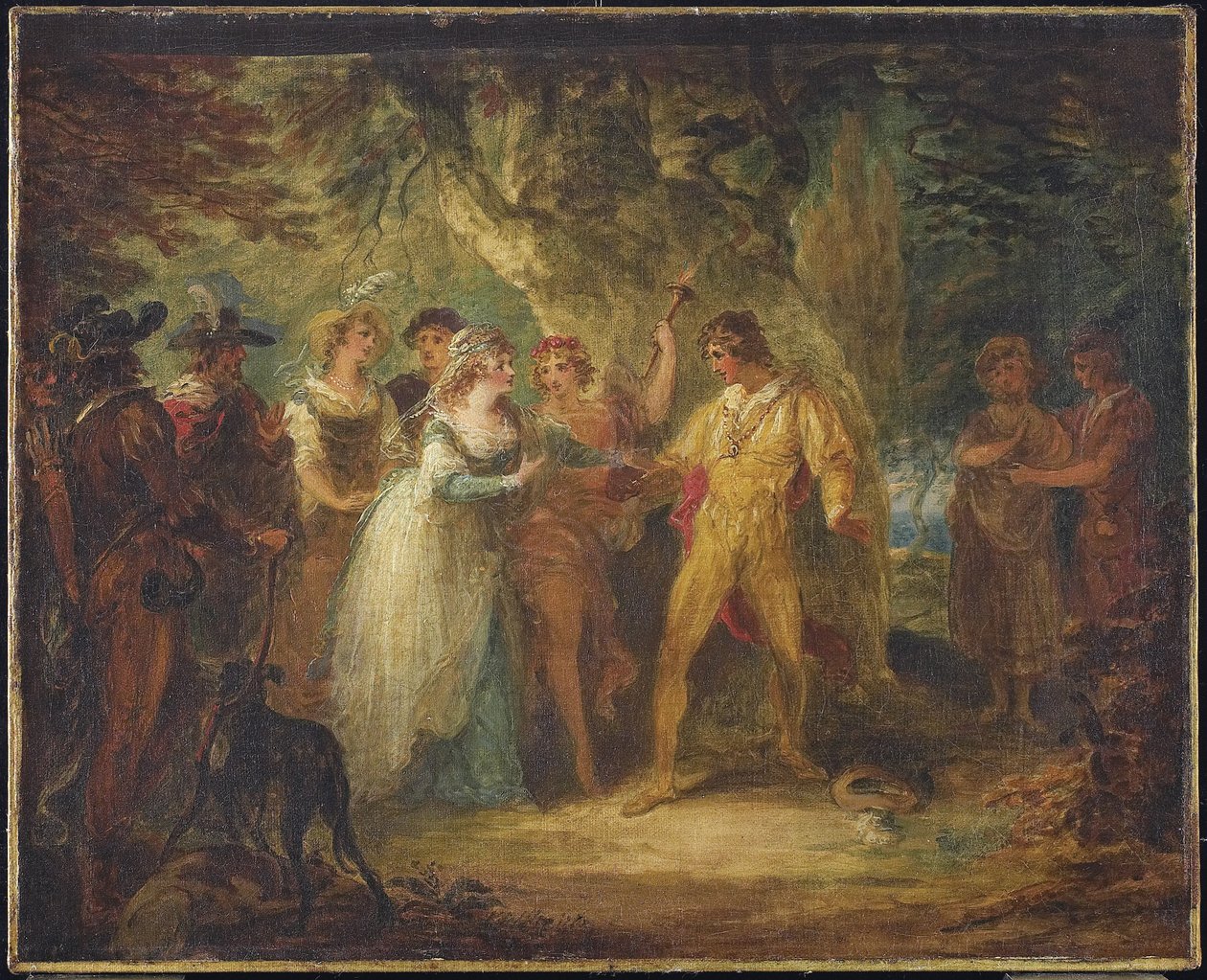 Rosalind ja Orlando (V näytös, kohtaus IV elokuvasta Shakespeares As You Like It), n. 1790 tekijältä William Hamilton