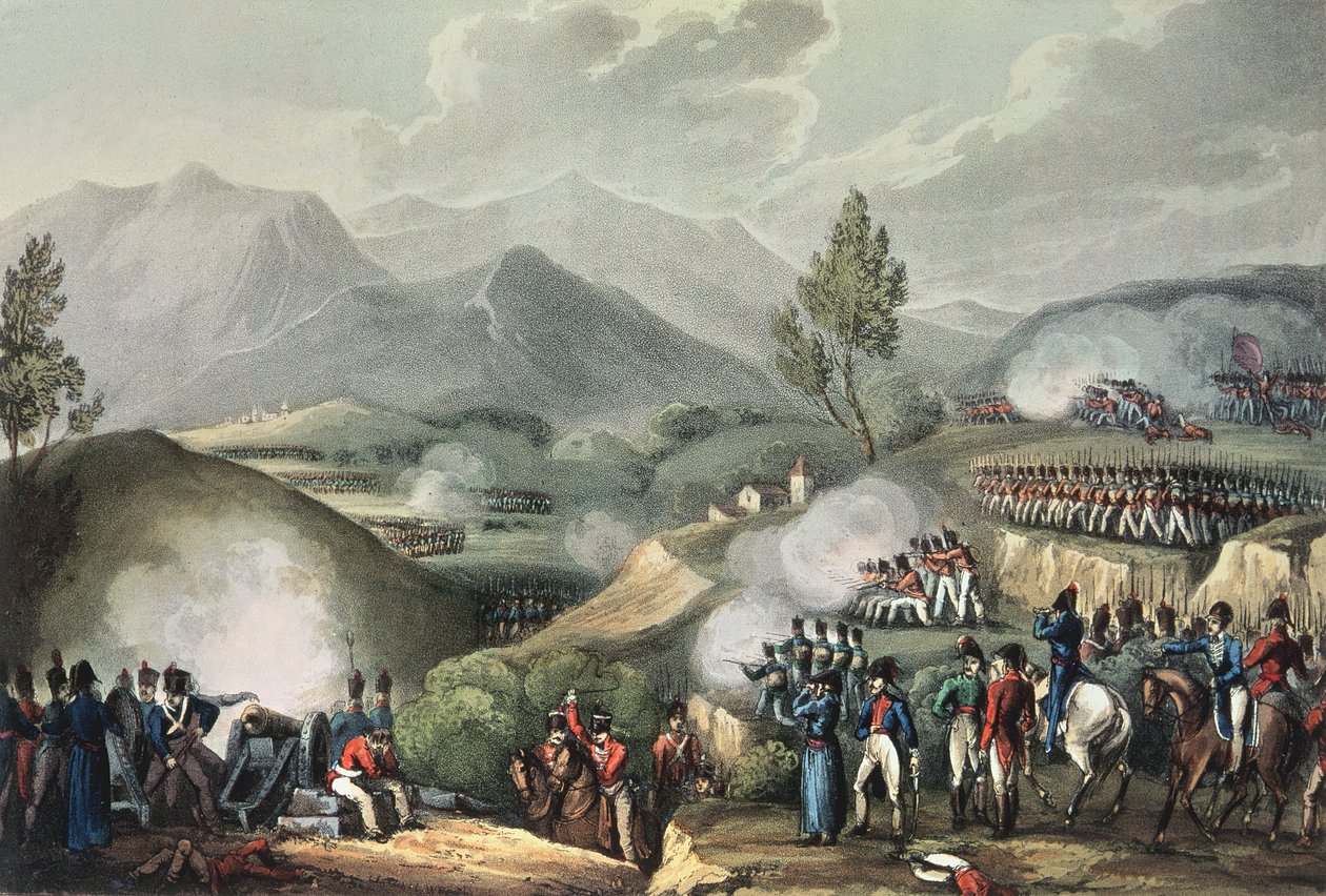 Salamondan taistelu, 16. toukokuuta 1809, James Jenkinsin teoksesta The Martial Achievements of Great Britain and Her Allies from 1799-1815, kaiverrus Thomas Sutherland (b.c.1785) (kaiverrus) tekijältä William Heath