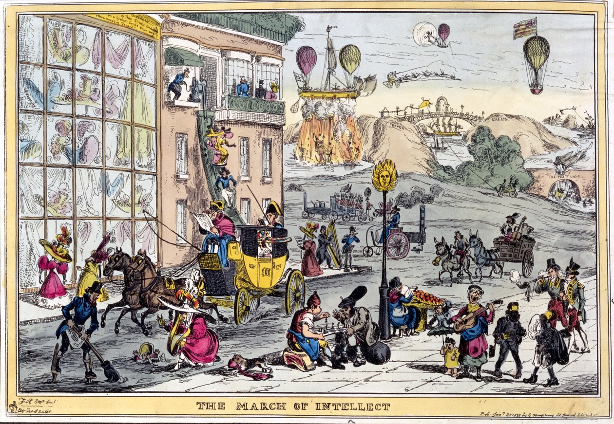 March of Intellect, julkaisija Thomas McLean, 1828 (värillinen etsaus) tekijältä William Heath