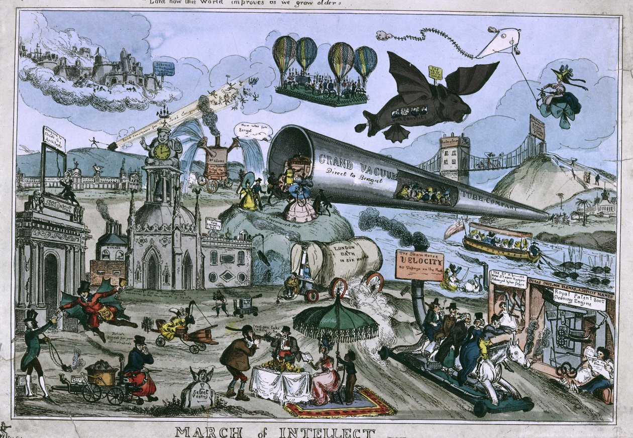March of Intellect, julkaisija Thomas McLean, 1829 (värillinen etsaus) tekijältä William Heath