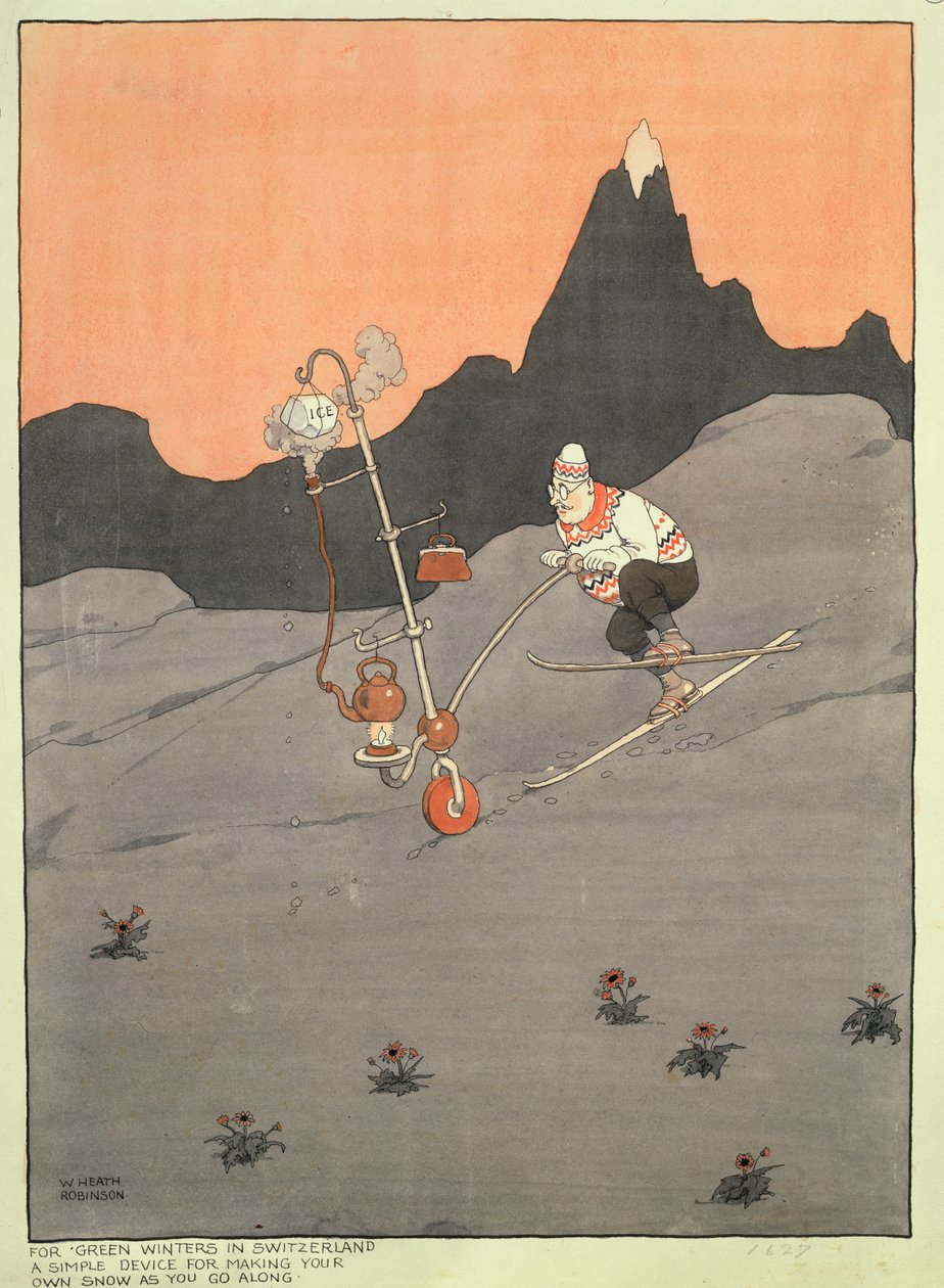 Huonekalut ja erilaiset esineet 1100- ja 1300-luvuilta tekijältä William Heath Robinson