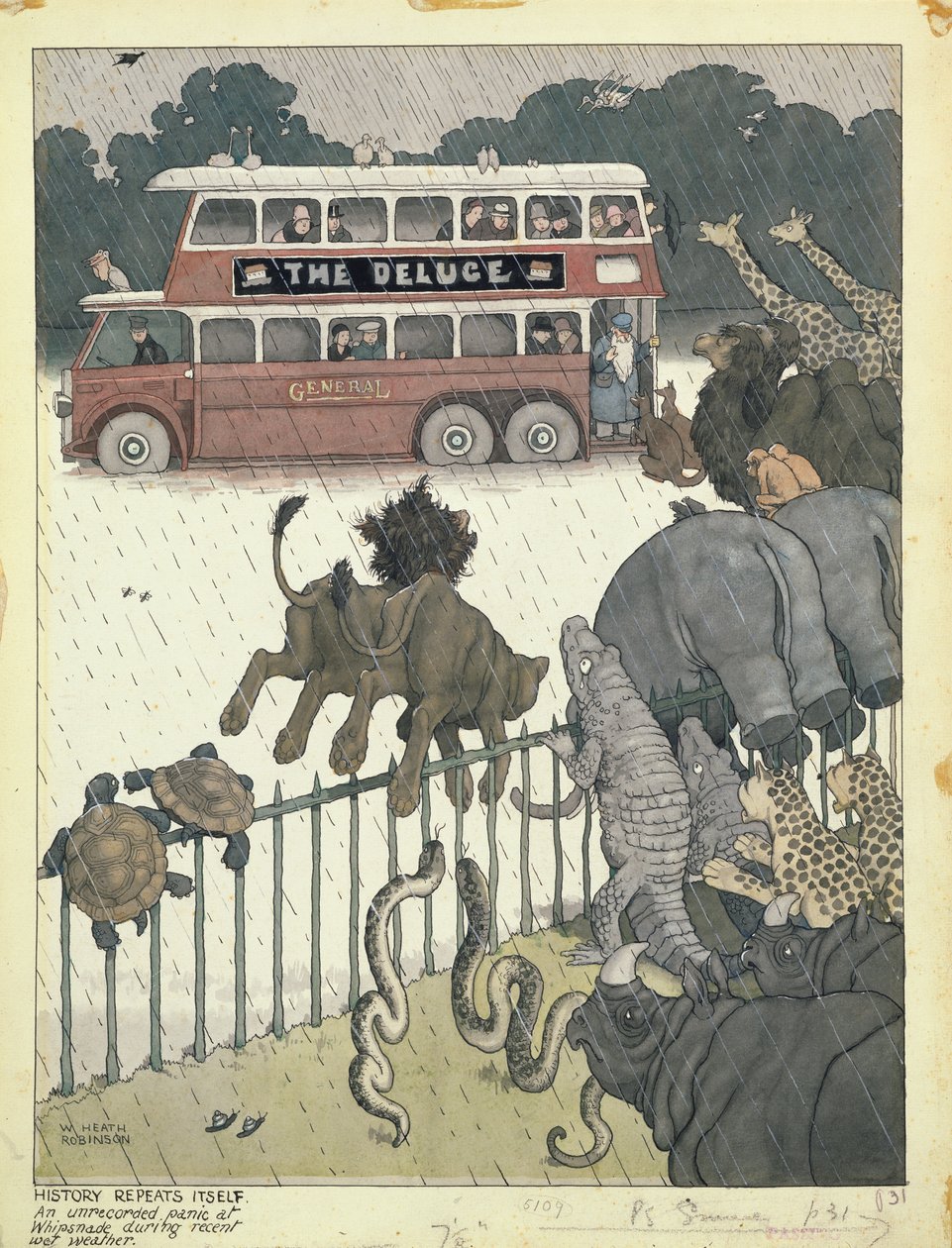 Huonekalut ja erilaiset esineet 1100- ja 1300-luvuilta tekijältä William Heath Robinson
