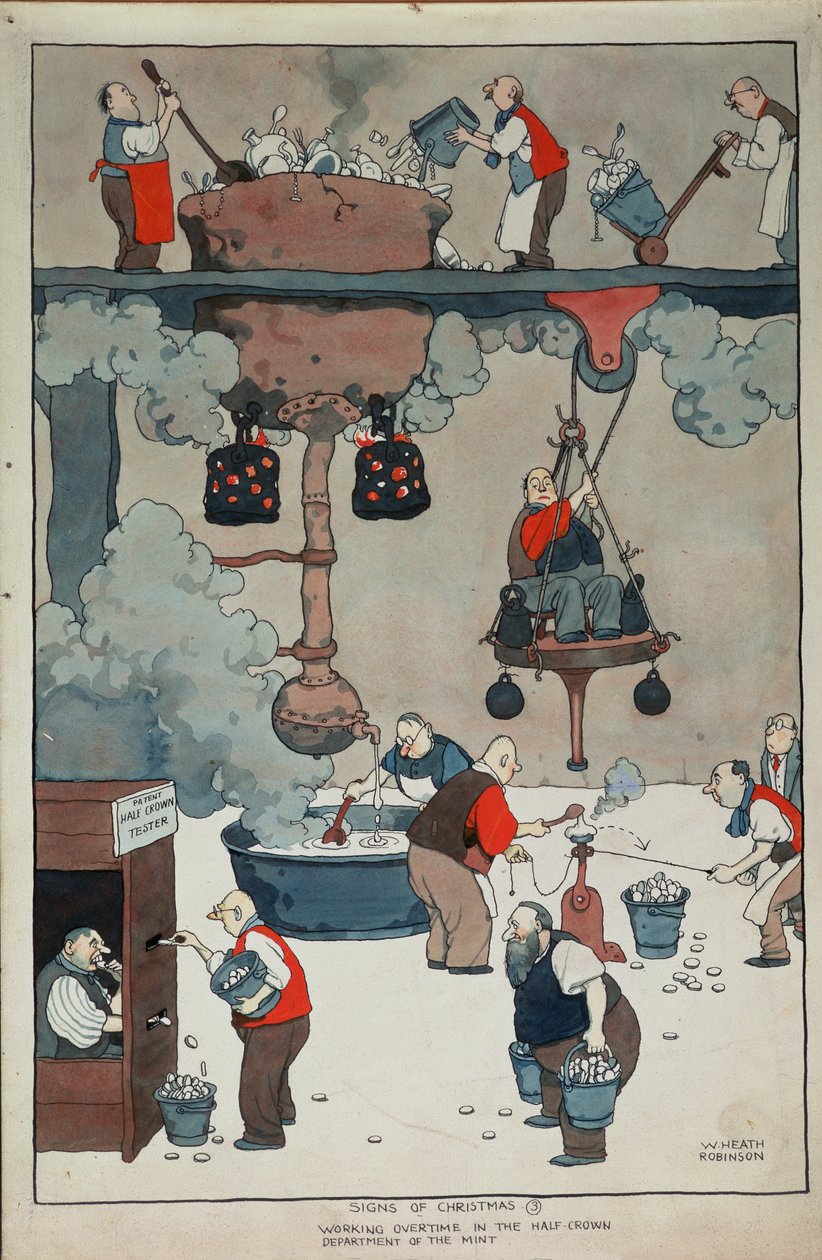 Huonekalut ja erilaiset esineet 1100- ja 1300-luvuilta tekijältä William Heath Robinson