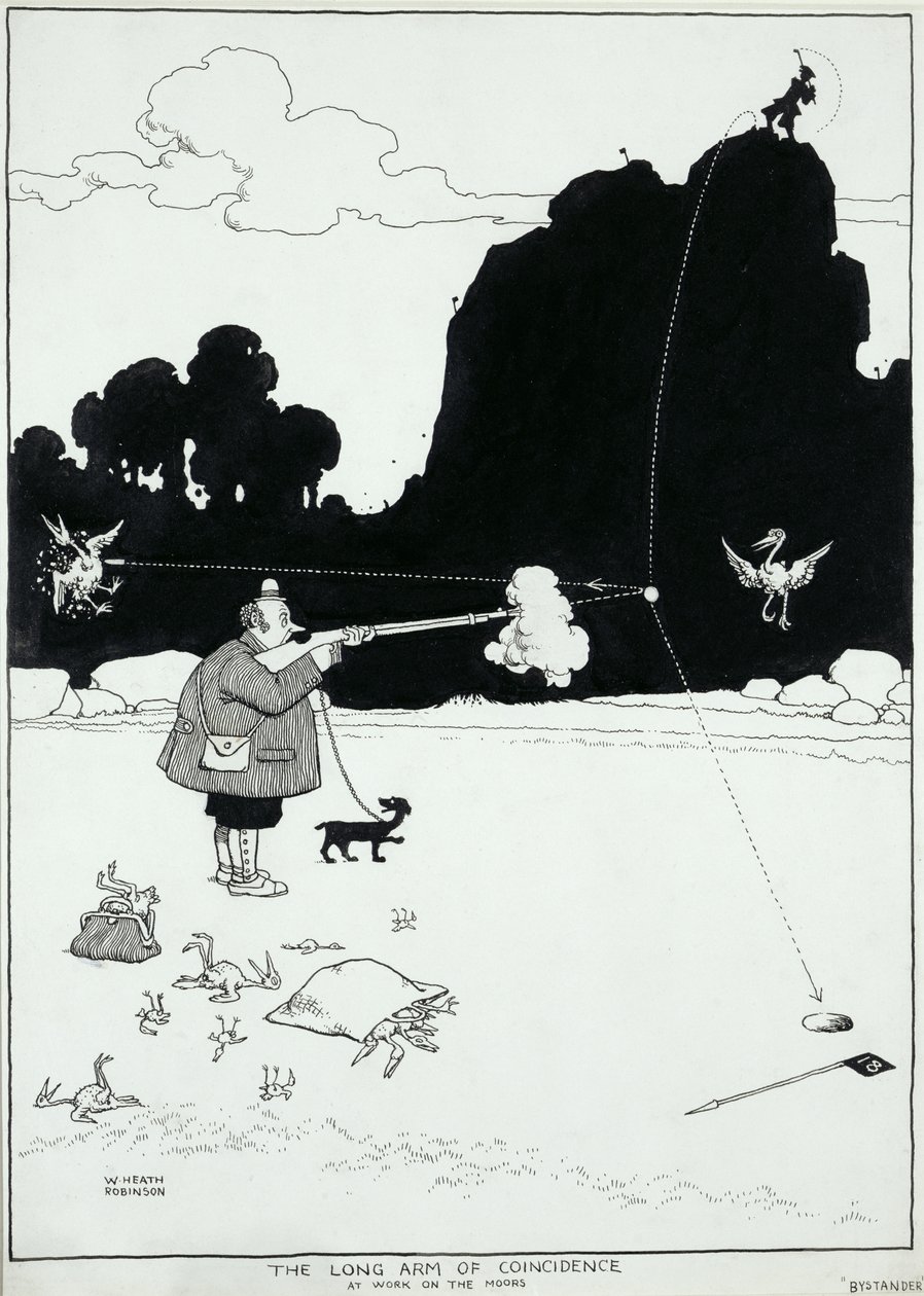Huonekalut ja erilaiset esineet 1100- ja 1300-luvuilta tekijältä William Heath Robinson