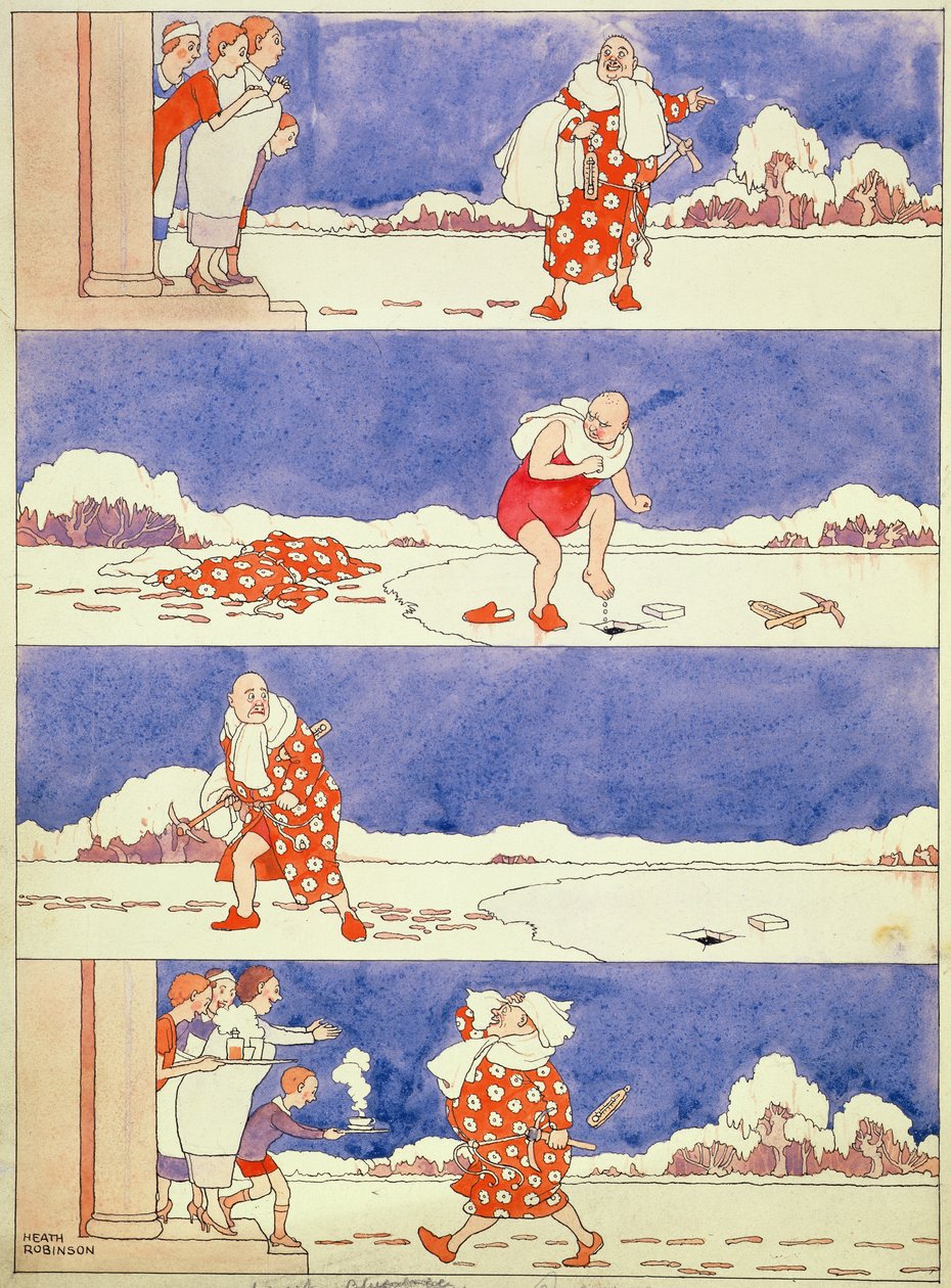Huonekalut ja erilaiset esineet 1100- ja 1300-luvuilta tekijältä William Heath Robinson