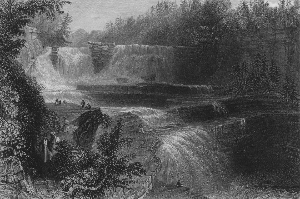 Trenton High Falls, 1838 tekijältä William Henry Bartlett
