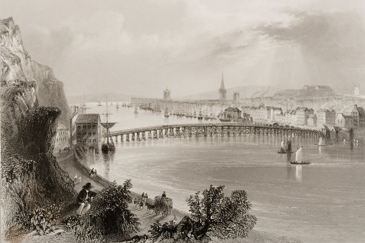 Waterford, Irlanti, George Virtuen "Scenery and Antiquities of Ireland", 1860-luku tekijältä William Henry Bartlett
