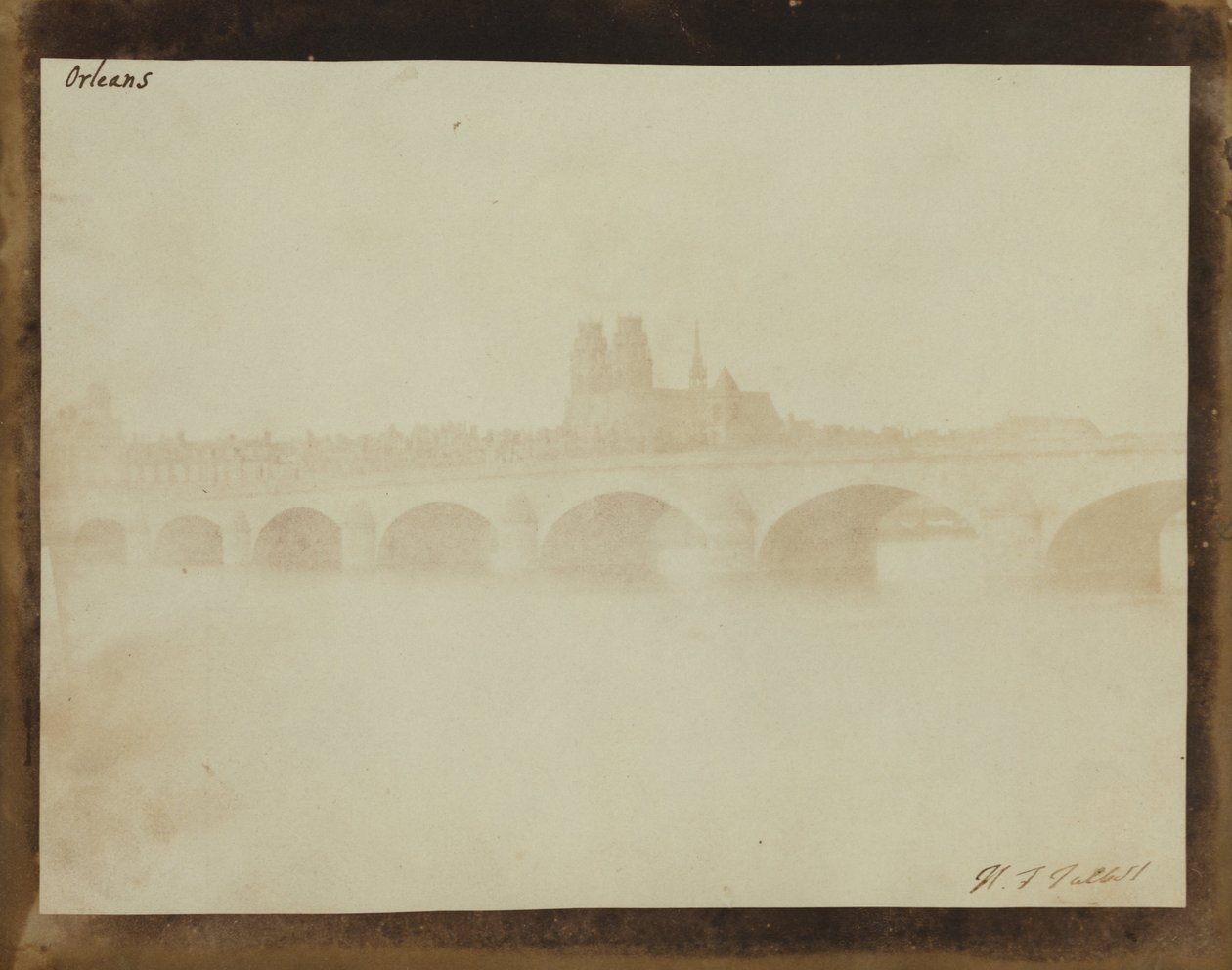 Orleansin silta Loiren etelärannalta. tekijältä William Henry Fox Talbot