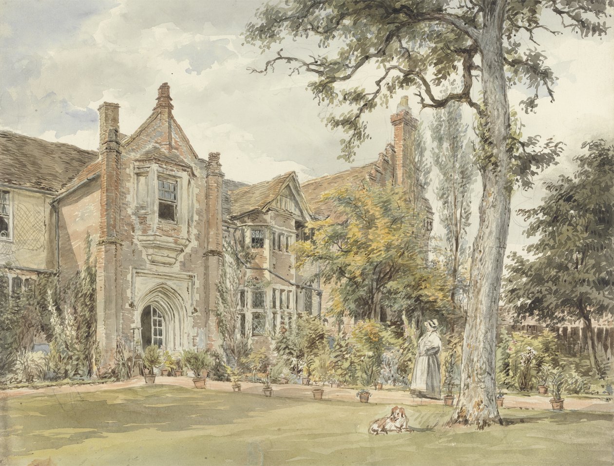 The Lecture House, Watford, n. 1820 (wc grafiitin päällä paperilla) tekijältä William Henry Hunt