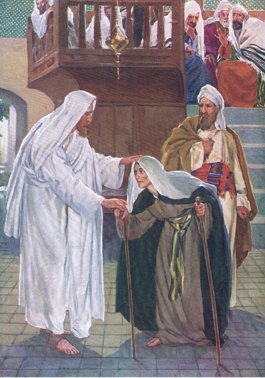 Parannettu sapattipäivänä, Thomas Nelsonin julkaisemasta Raamatun kuvakirjasta, n. 1950 tekijältä William Henry Margetson