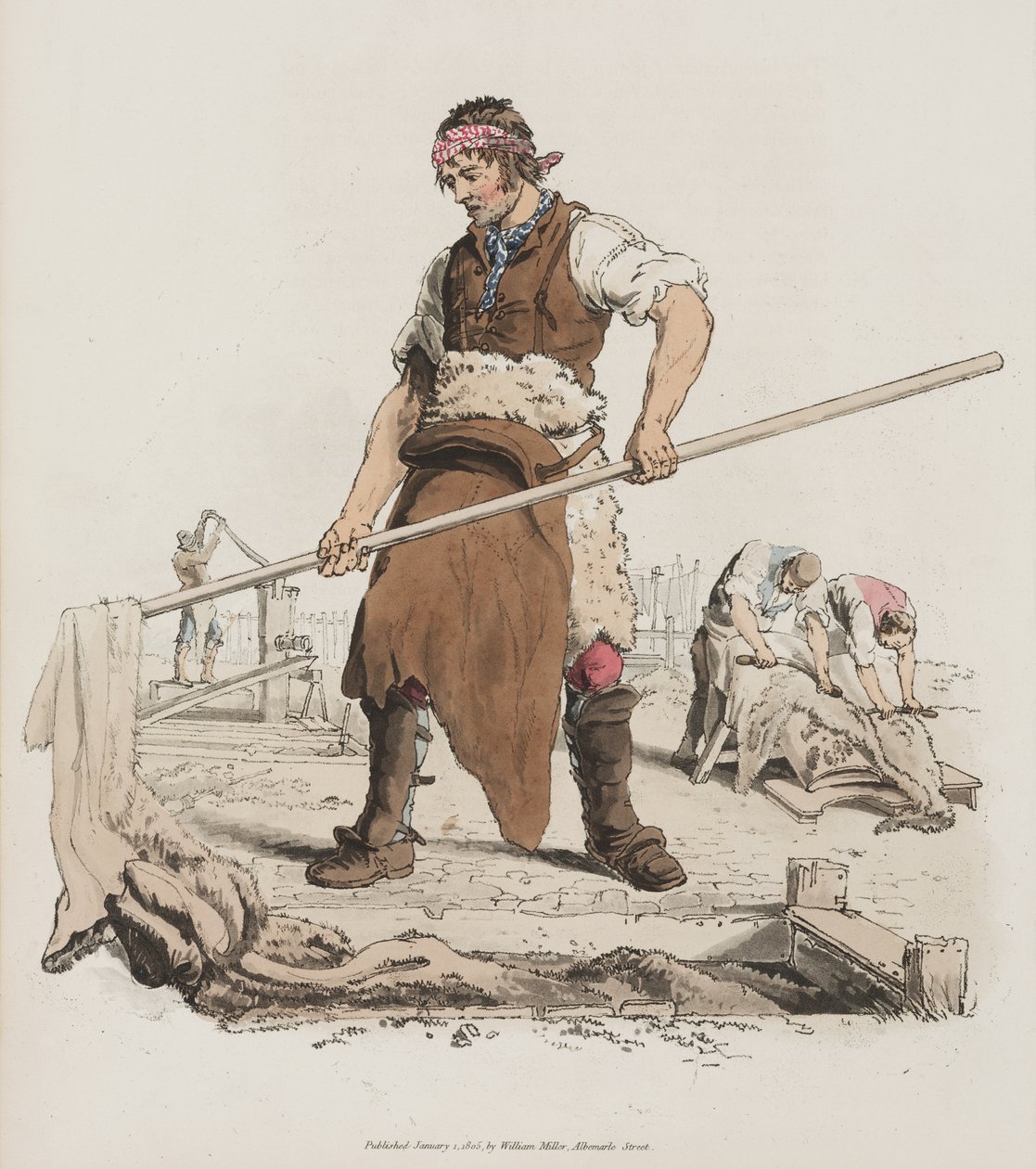 Parkitus, The Costume of Great Britain, 1805 (käsinvärinen akvatinta) tekijältä William Henry Pyne