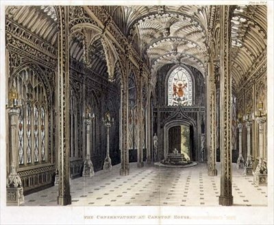 Gothic Conservatory, Carlton House, Pynes Royal Residences, julkaistu 1818 tekijältä William Henry Pyne