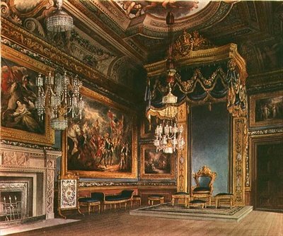 Kings Audience Chamber, Windsorin linna Pynes Royal Residencesistä, 1818 tekijältä William Henry Pyne