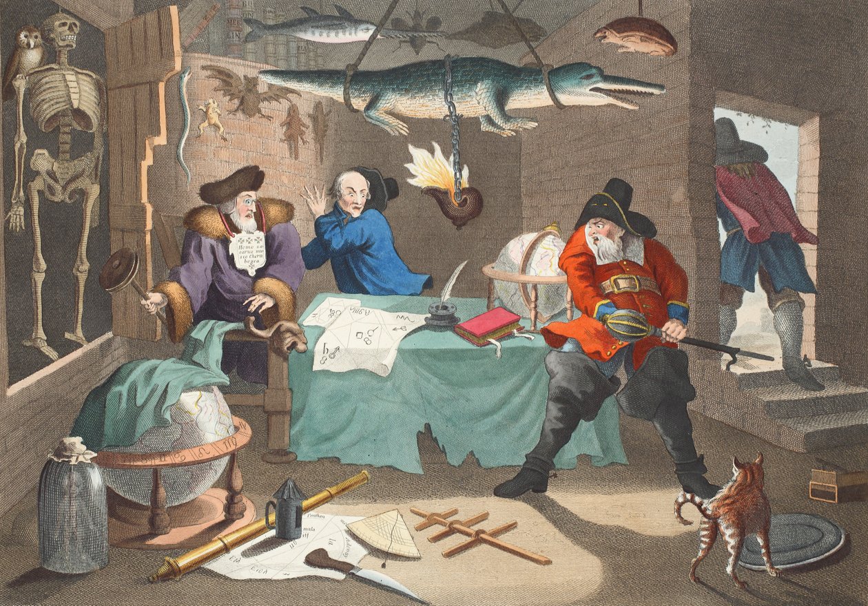 Hudibras päihittää Sidrophelin ja hänen miehensä Whachumin Samuel Butlerin "Hudibrasista", kuvitus teoksesta "Hogarth Restored: The Whole Works of the kuuluisan William Hogarthin, uudelleenkaivertanut Thomas Cook", pubi tekijältä William Hogarth
