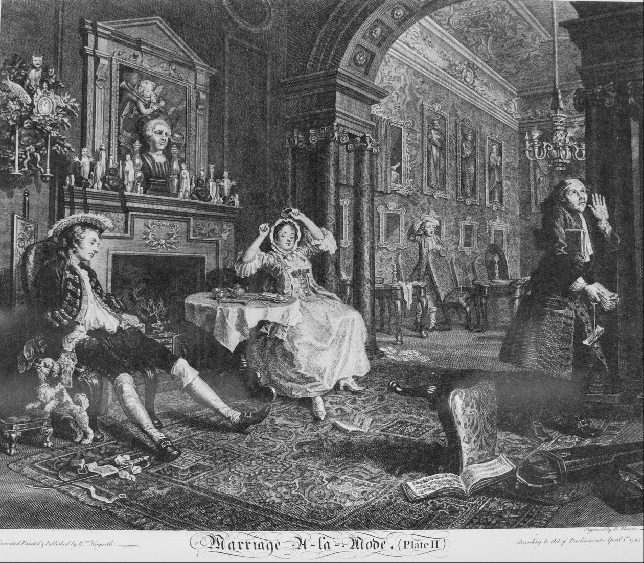 Avioliitto à la Mode, levy 2, (aikaisin aamulla) tekijältä William Hogarth