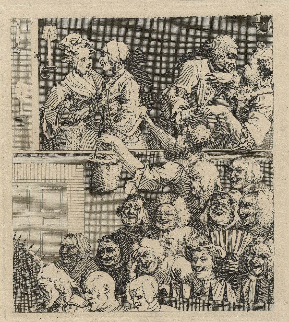 Naurava yleisö (tai miellyttävä yleisö) tekijältä William Hogarth