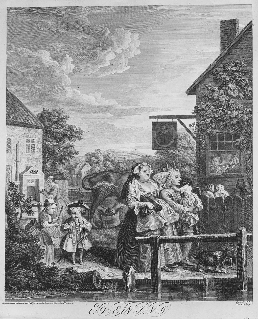 Päivän ajat, Ilta, 1738 tekijältä William Hogarth