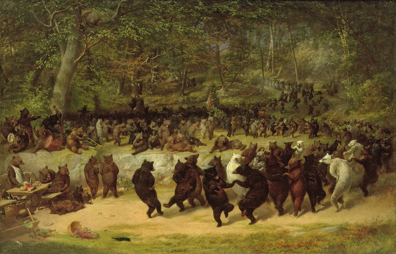 Karhutanssi, noin 1850 tekijältä William Holbrook Beard