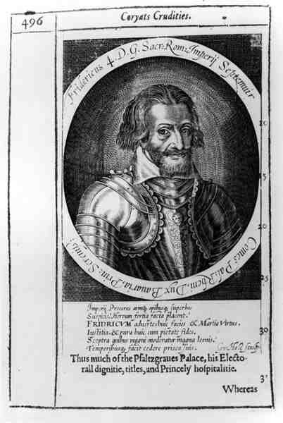 Muotokuva Frederick IV:stä (1415-1493), Pyhän Rooman keisarista, kirjakuvitus Coryats Cruditiesista tekijältä William Hole
