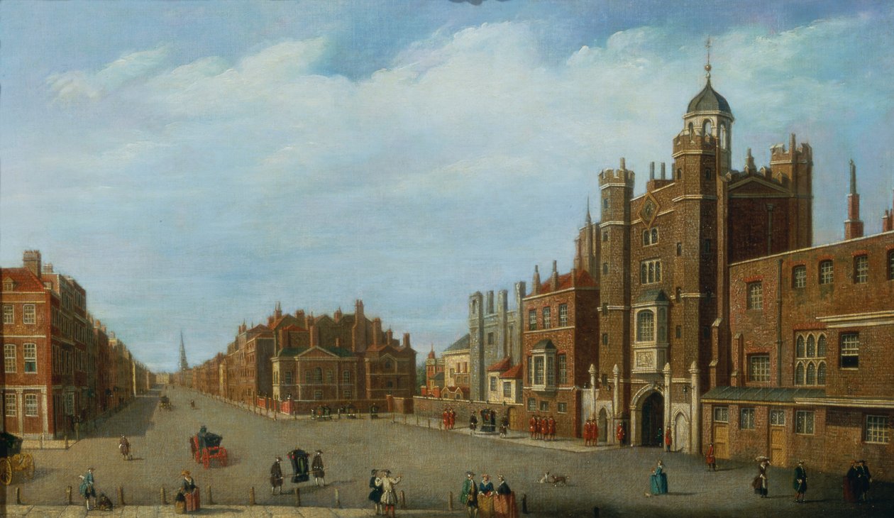 Näkymä St. Jamesin palatsille ja Pall Mallille, n. 1770 tekijältä William James