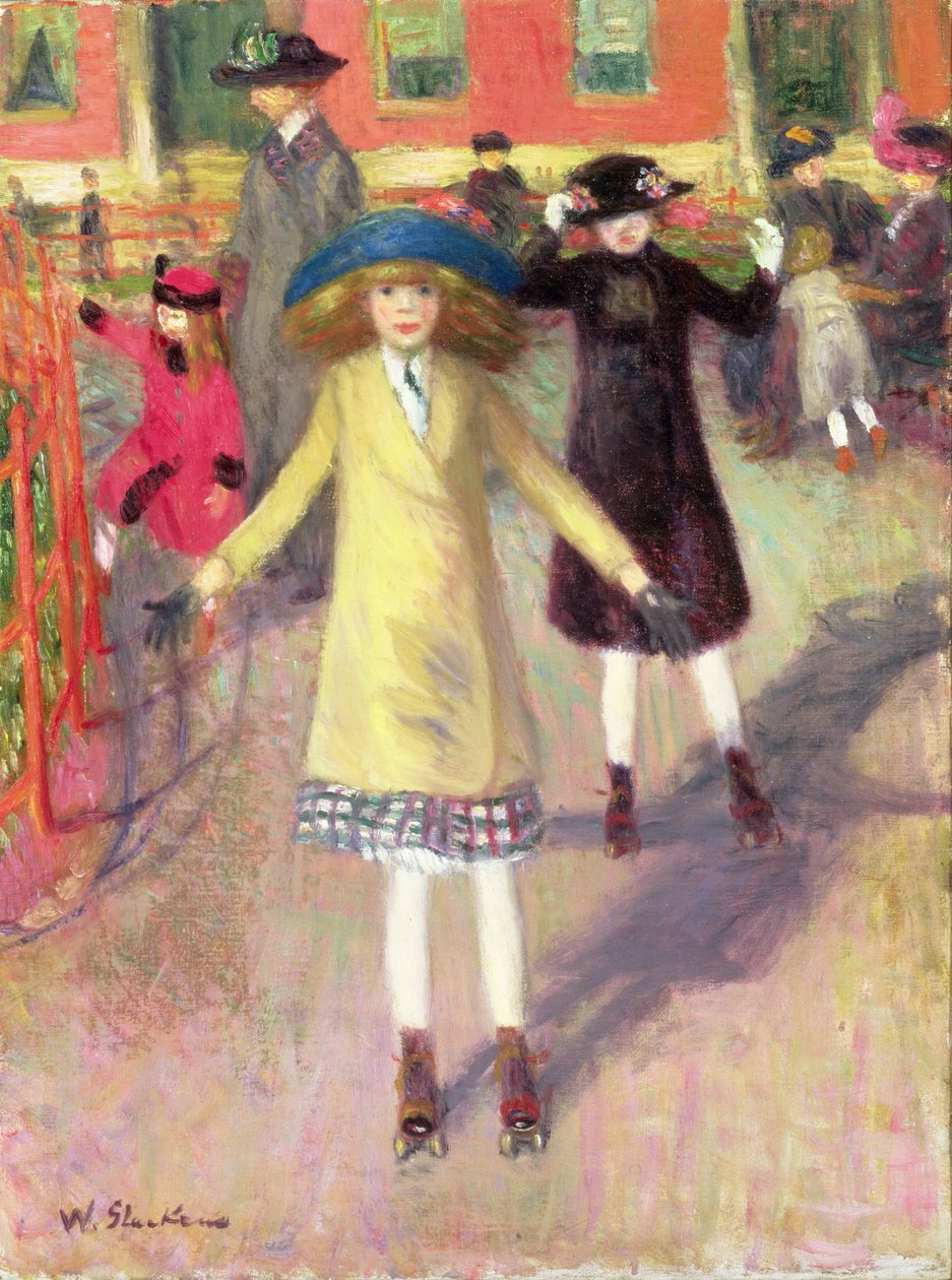 Lasten rullaluistelu, n. 1918-21 tekijältä William James Glackens
