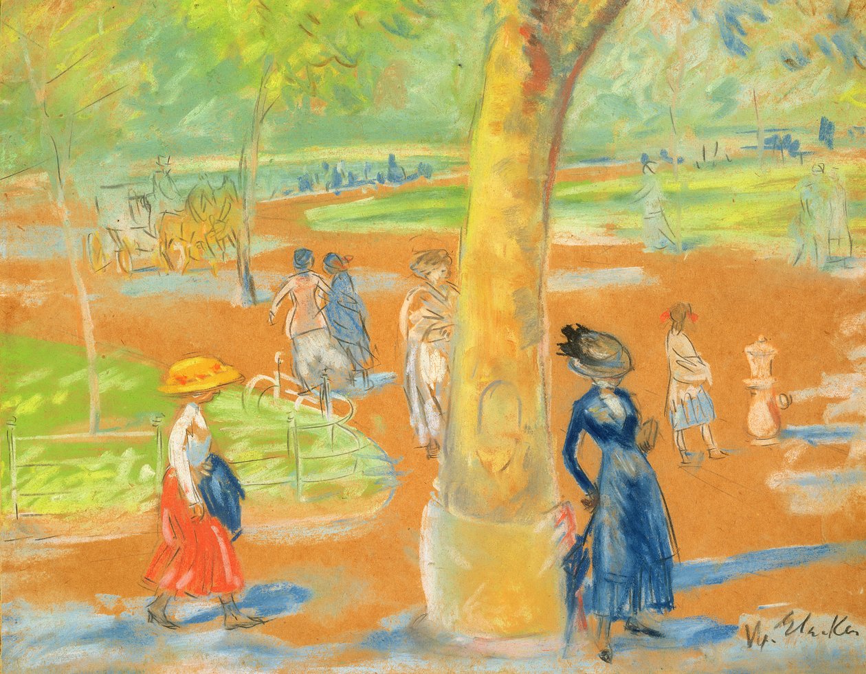 Park (nainen sinisessä puun alla) tekijältä William James Glackens