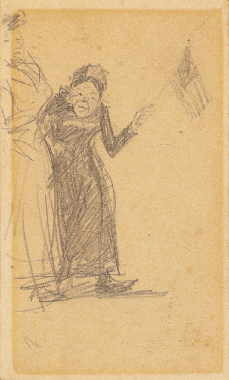 Nainen heiluttaa lippua tekijältä William James Glackens