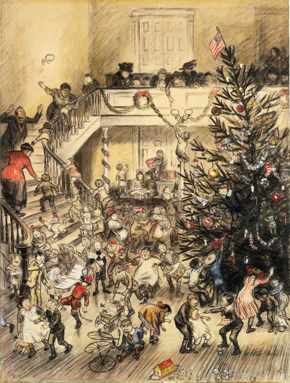 Yuletide Revel (muste ja wc:n pesu paperille) tekijältä William James Glackens
