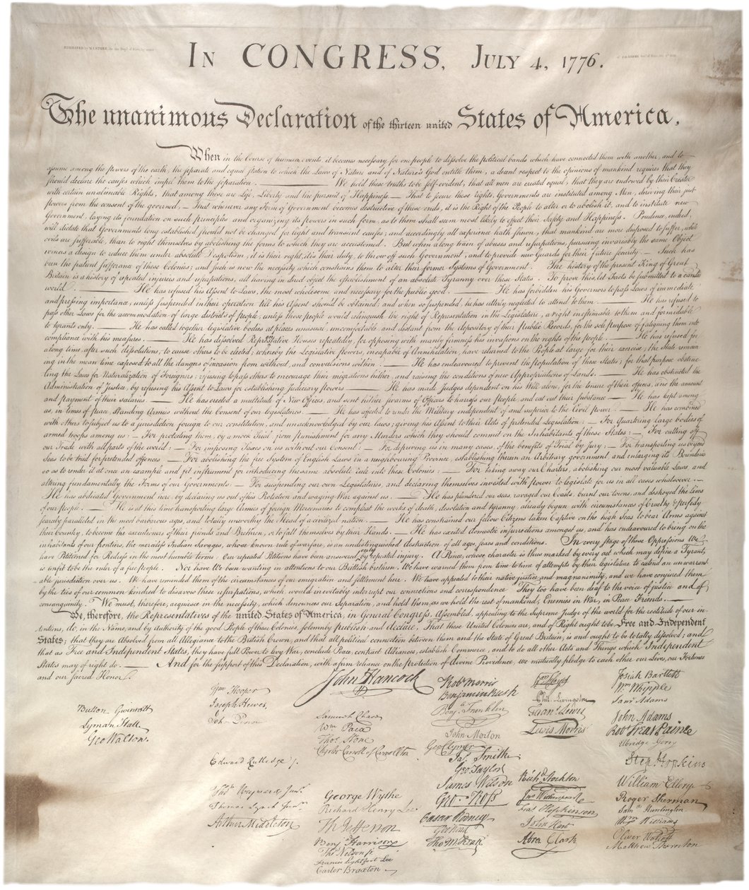 Itsenäisyysjulistus, 1776, 1. tammikuuta 1823 (faksimile vellum) tekijältä William James Stone