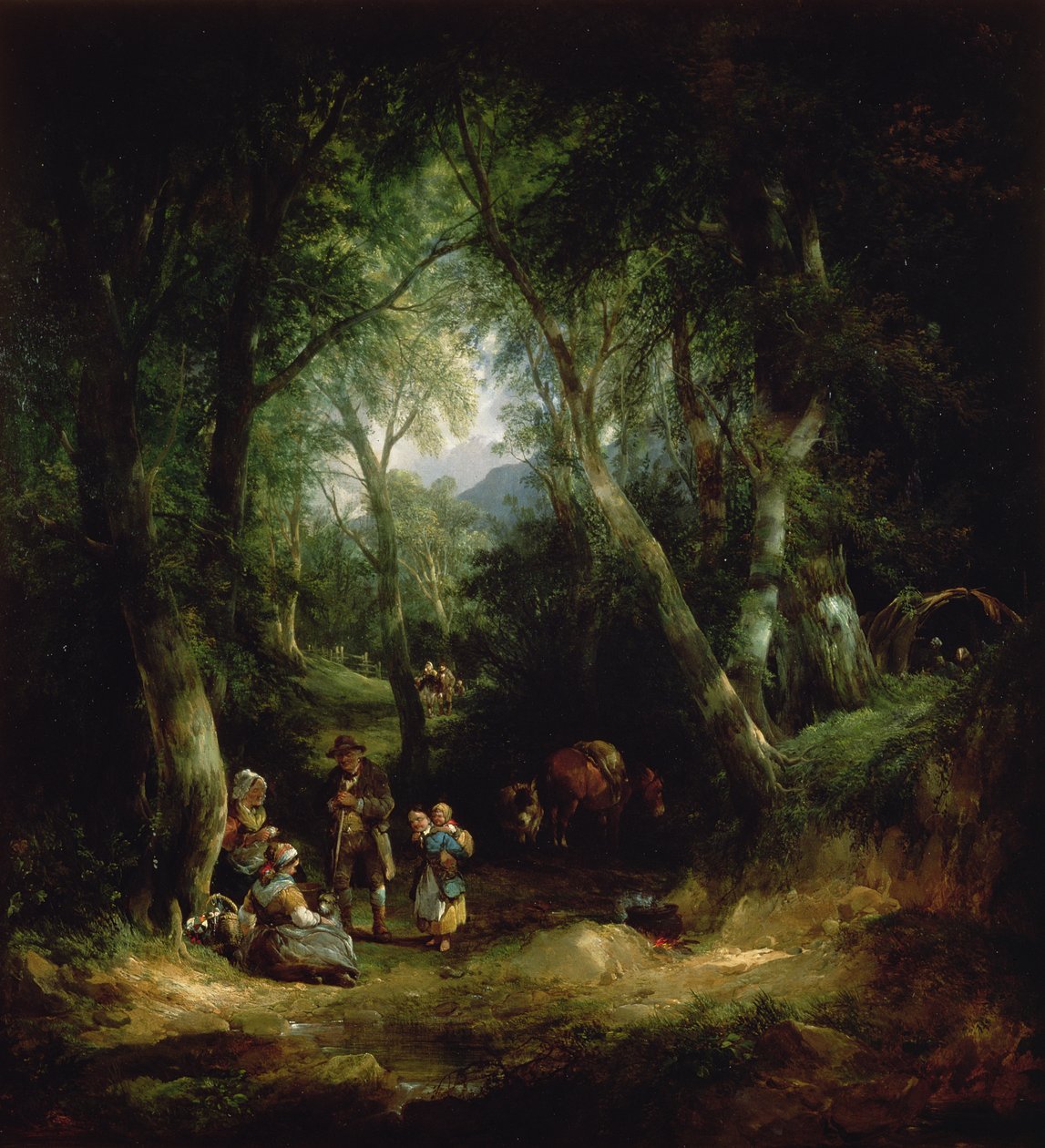Mustalaisleiri uudessa metsässä, 1800-luku tekijältä William Joseph Shayer