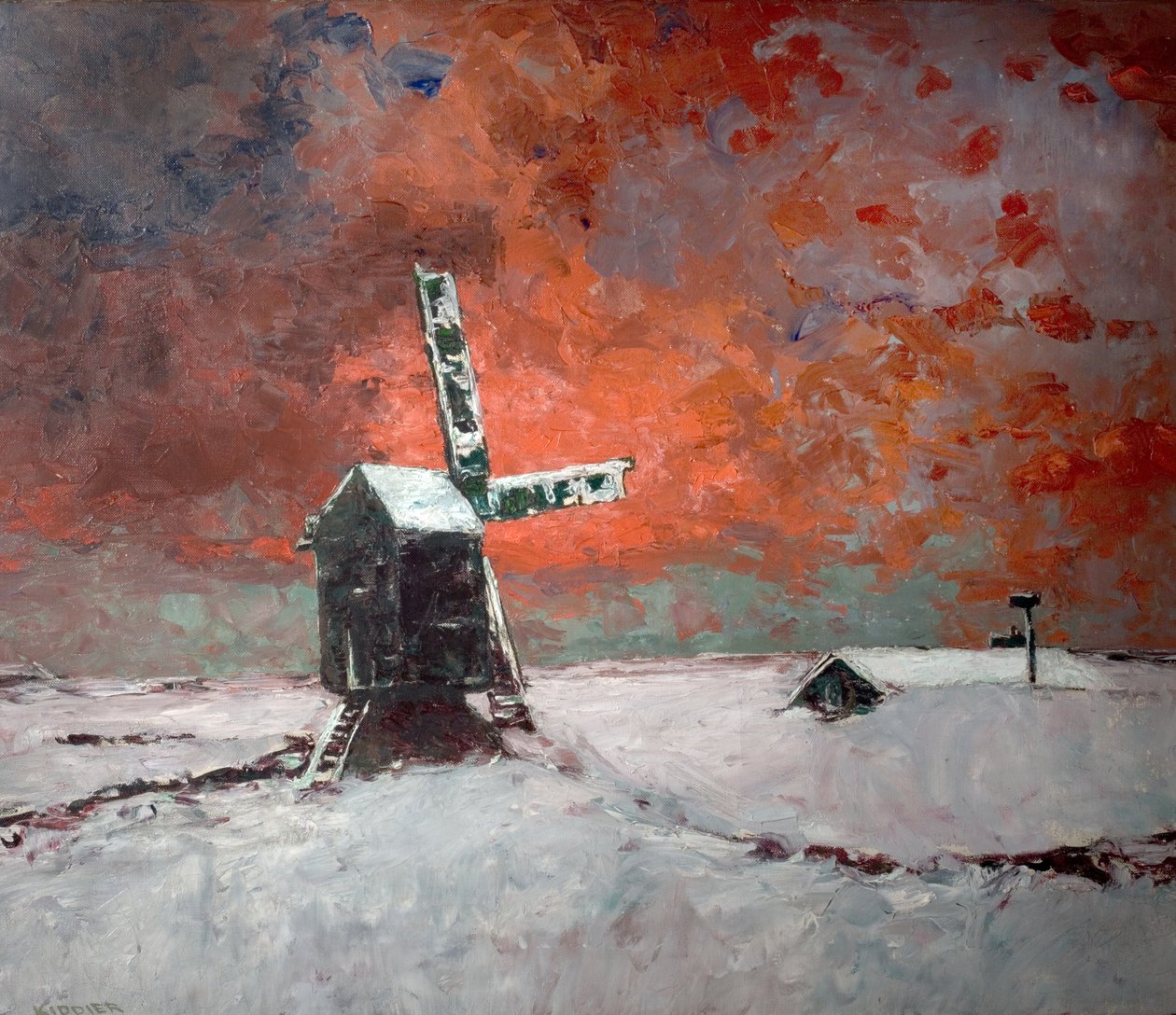 Snowbound Windmill, noin 1922 tekijältä William Kiddier