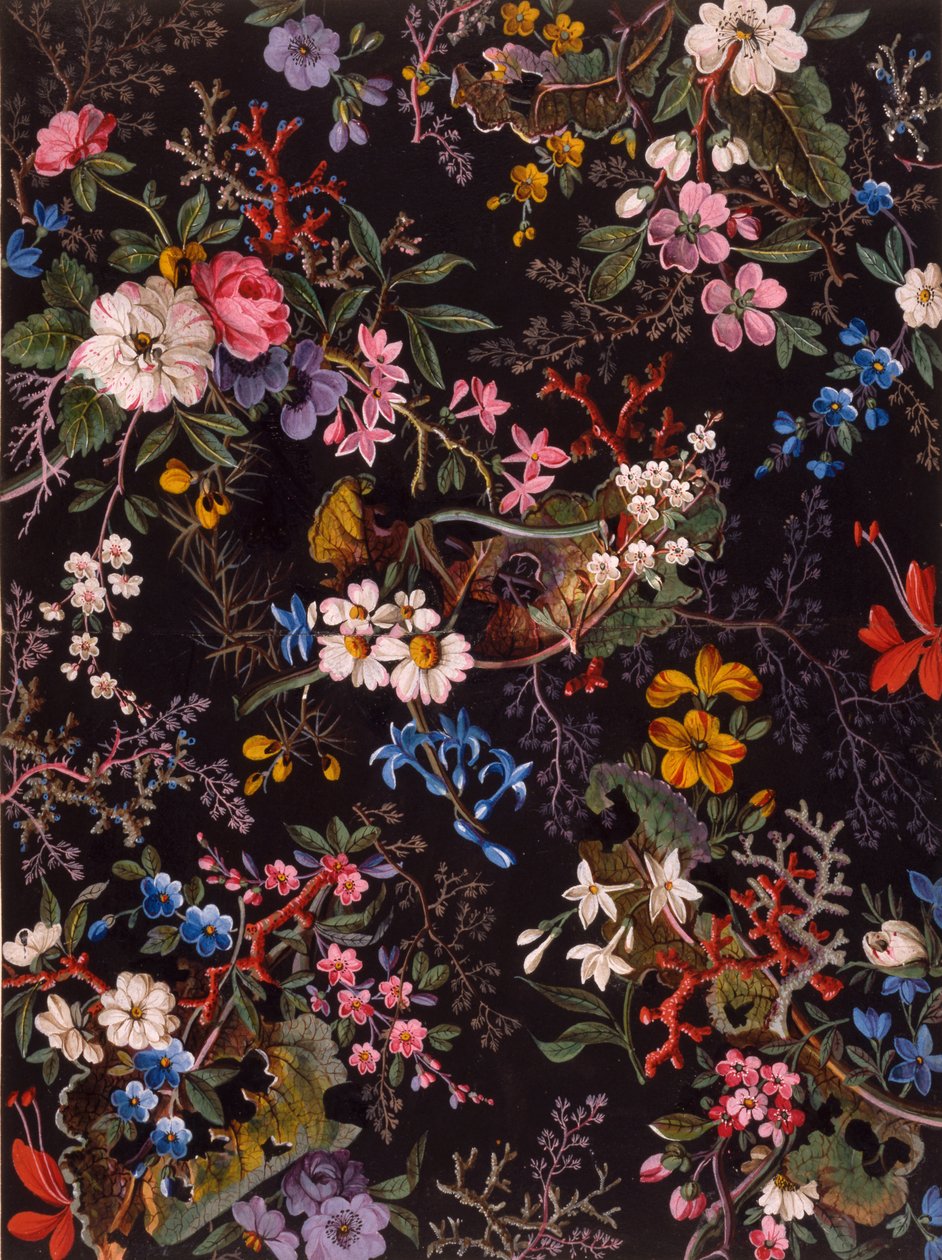 Tekstiilisuunnittelu, n.1788-92 (wc paperilla) tekijältä William Kilburn