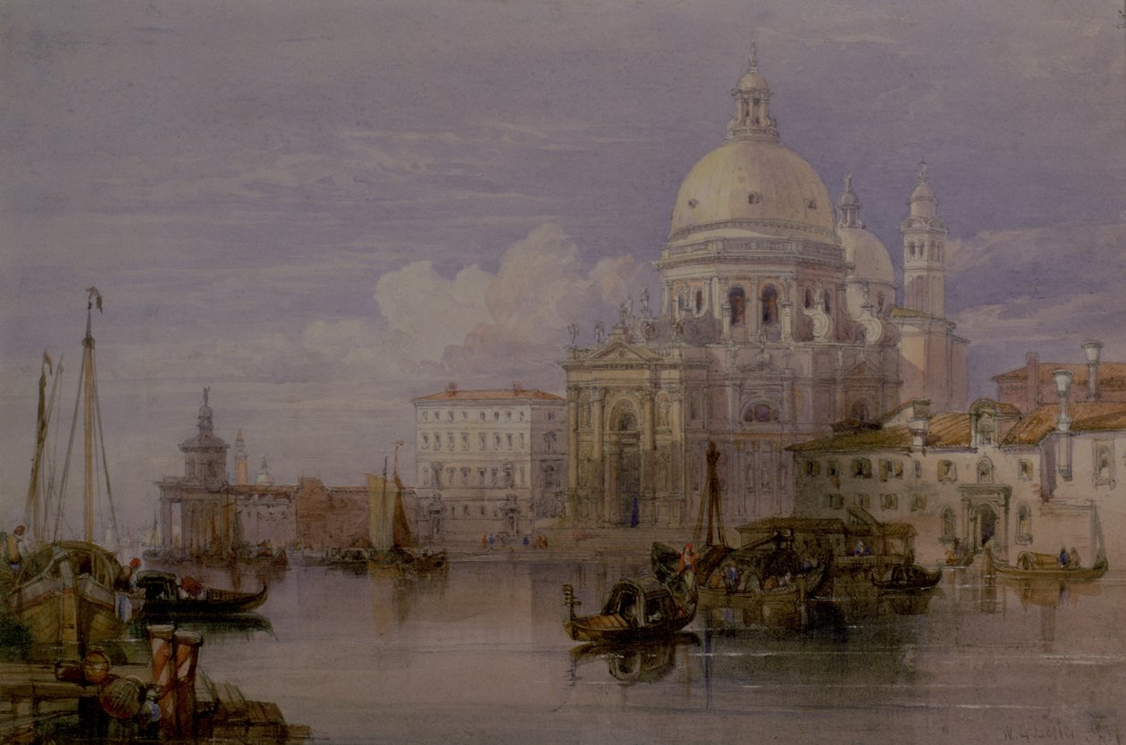 Santa Maria della Salute Grand Canalista, Venetsia, 1800-luku (akvarelli) tekijältä William Leighton Leitch