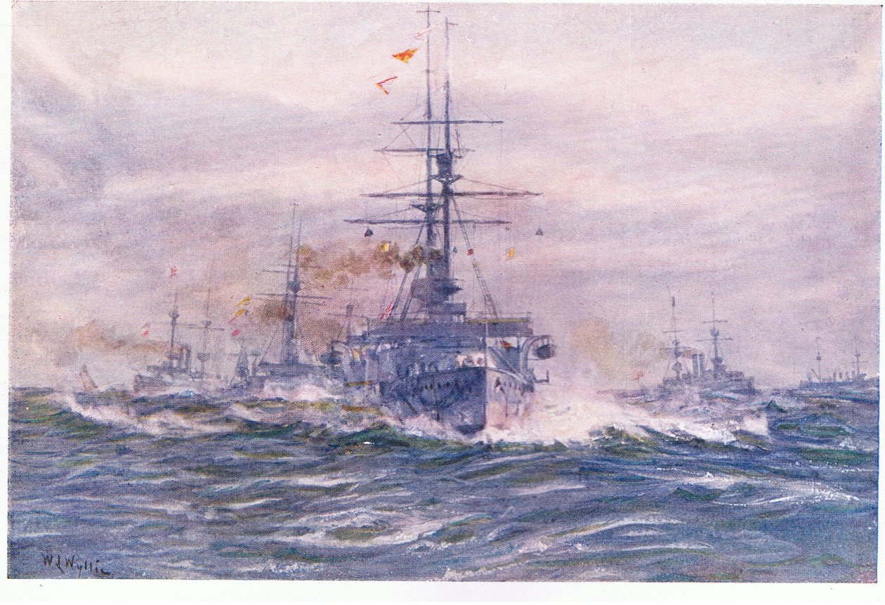 Valkoisen aikakauden taistelulaivat merellä, 1915 tekijältä William Lionel Wyllie