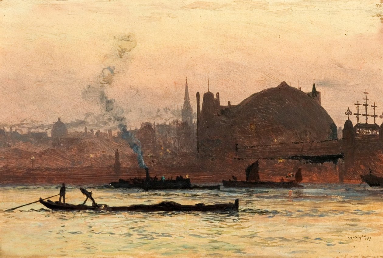 Thames lähellä Charing Crossia, Lontoo, 1892 tekijältä William Lionel Wyllie