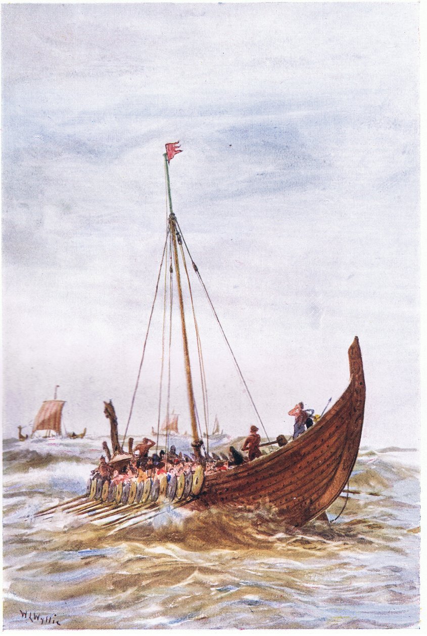 Sota-alus kuningas Alfredin aikaan, 1915 tekijältä William Lionel Wyllie