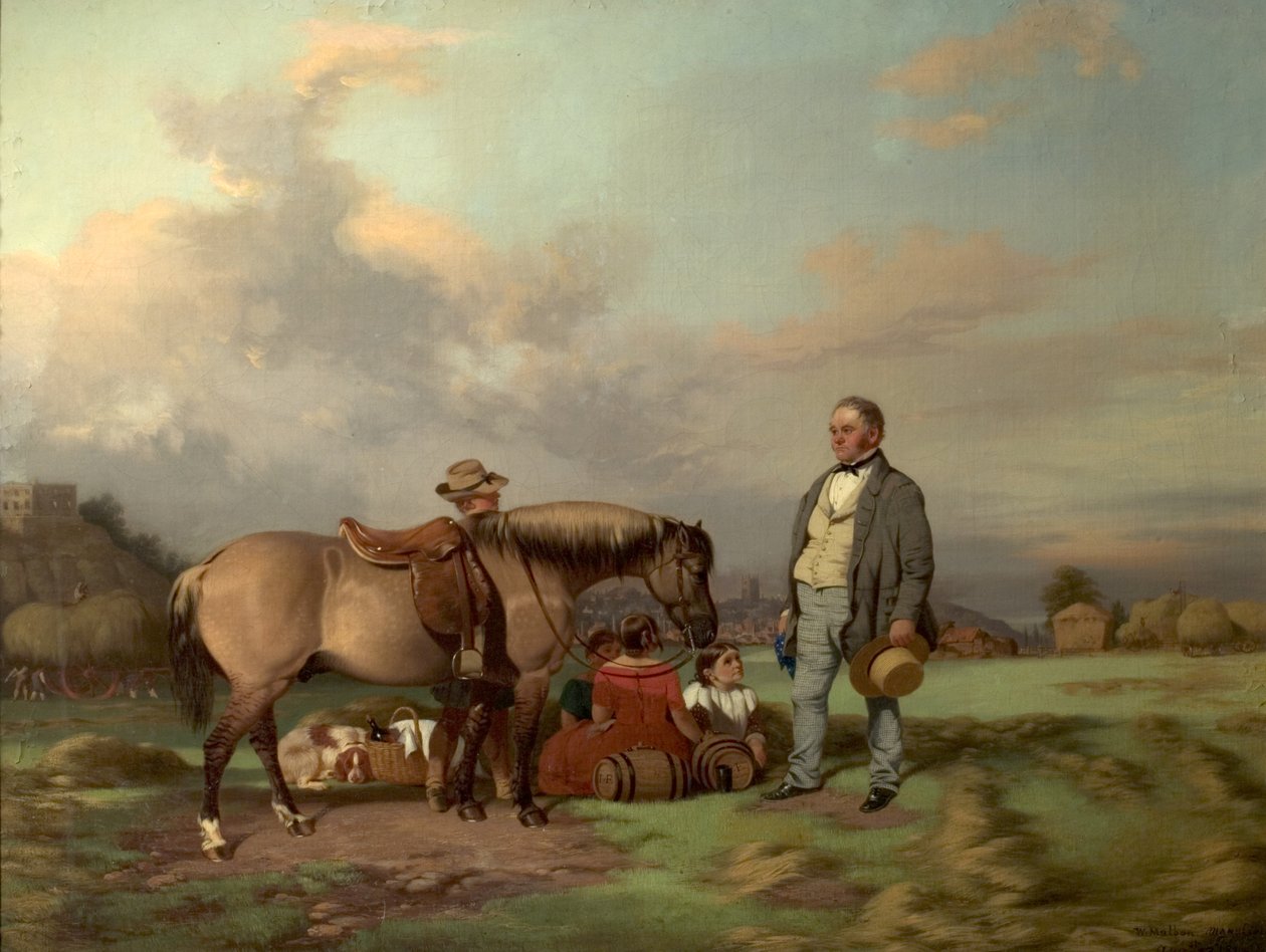 Joseph Fenton perheensä kanssa Meadowsilla, Nottinghamissa, 1840 tekijältä William Malbon