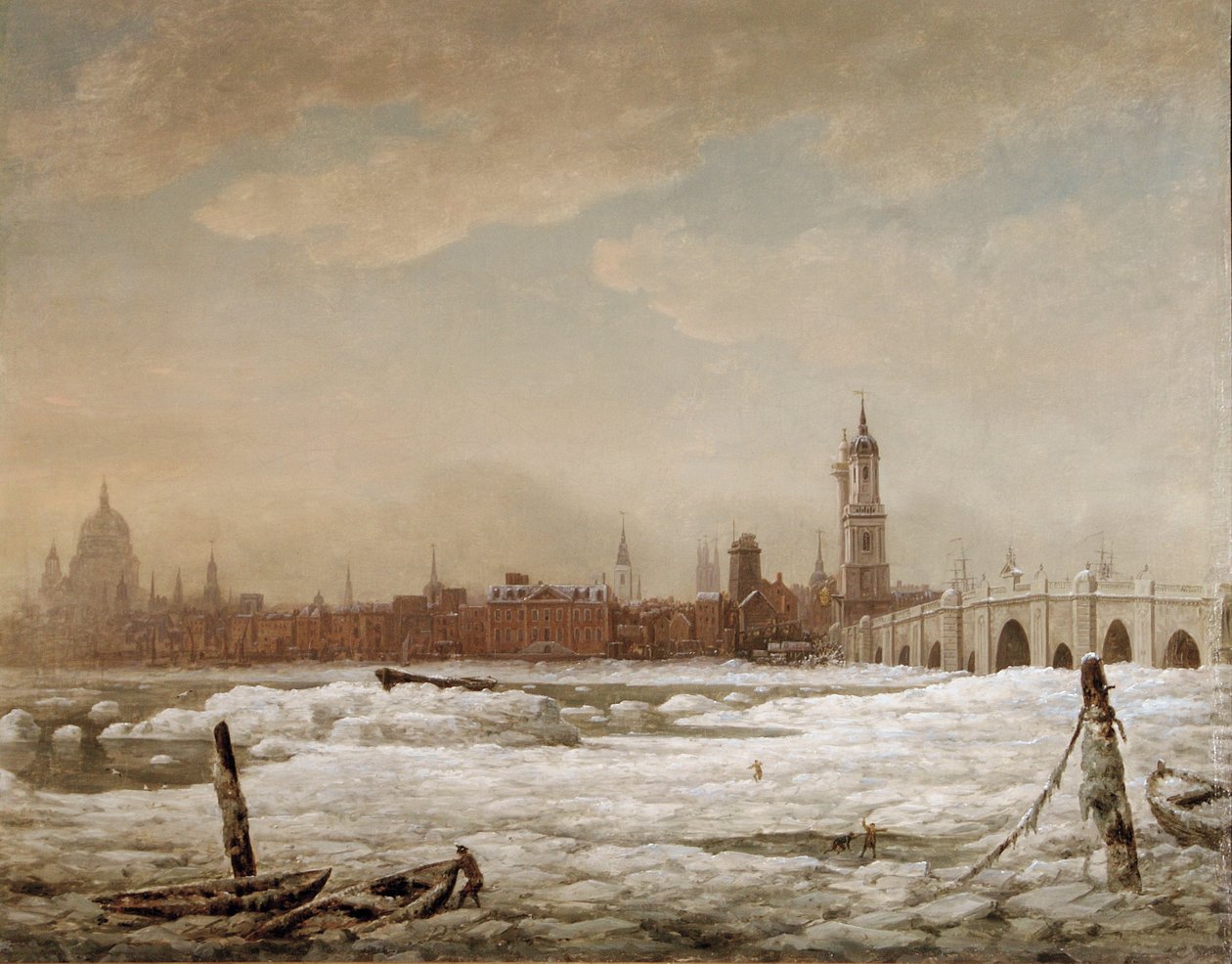 Lontoon silta suuressa pakkasessa 1776, 1776 tekijältä William Marlow