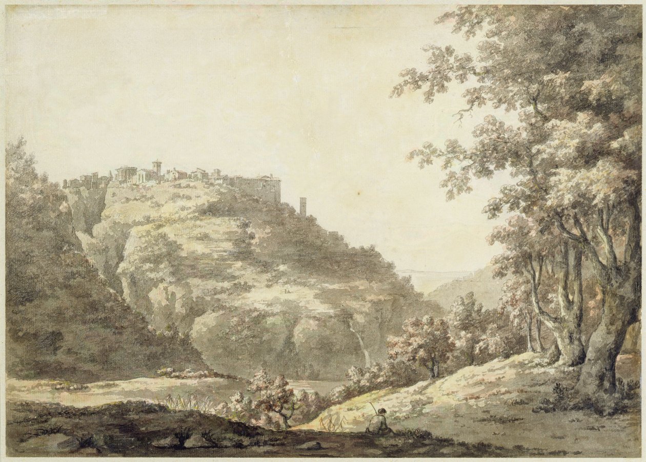 Tivoli, n. 1768 (wc ja kynä ja harmaa muste grafiitin päällä levitetylle paperille) tekijältä William Marlow