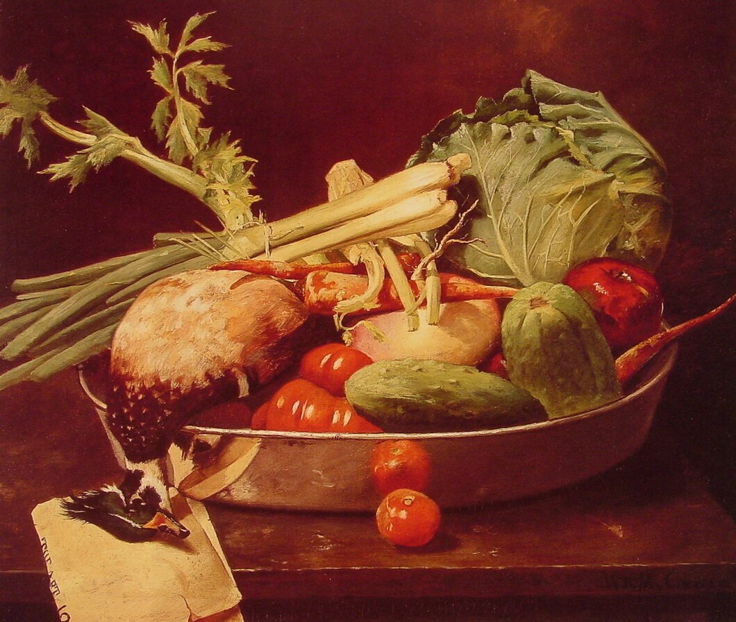Asetelma Vegetablenin kanssa tekijältä William Merritt Chase