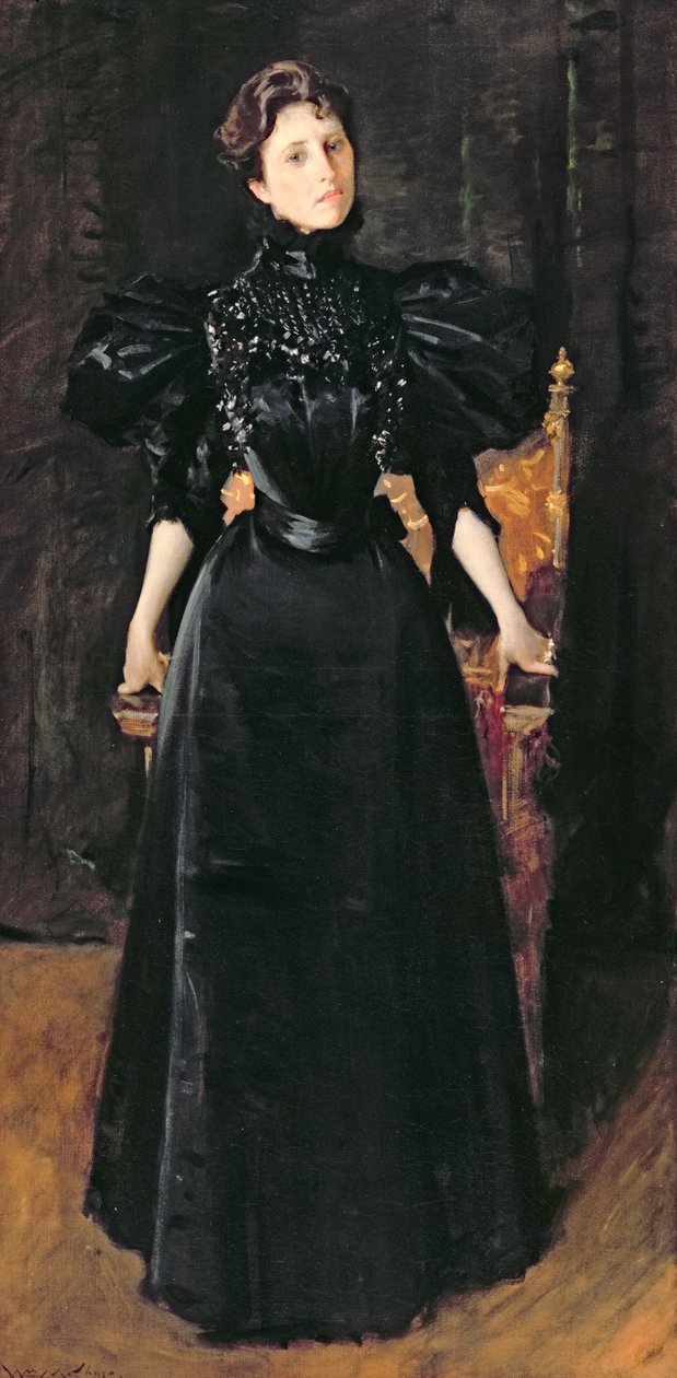 Mustapukuisen naisen muotokuva, n. 1895 tekijältä William Merritt Chase